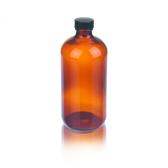 WHEATON® 波士顿圆瓶，16 盎司，棕色，黑色酚醛树脂，橡胶，12 件装