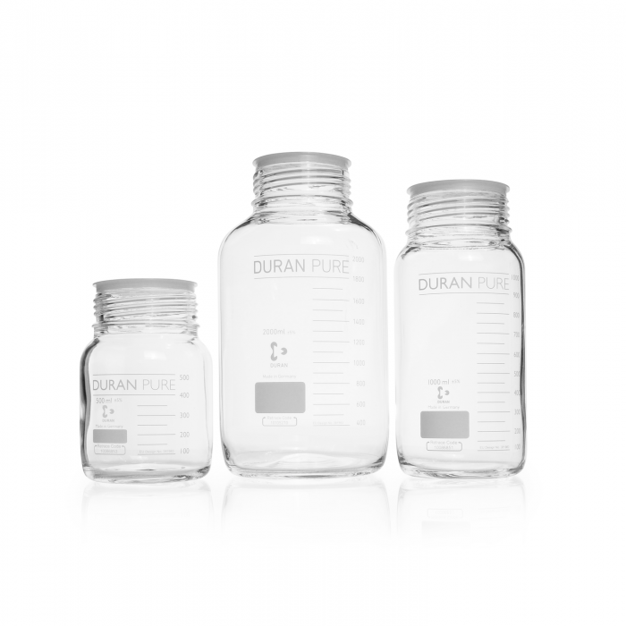 DURAN® PURE GLS 80® 瓶，广口，透明，带保护盖，无螺旋盖和浇注环，10000 mL