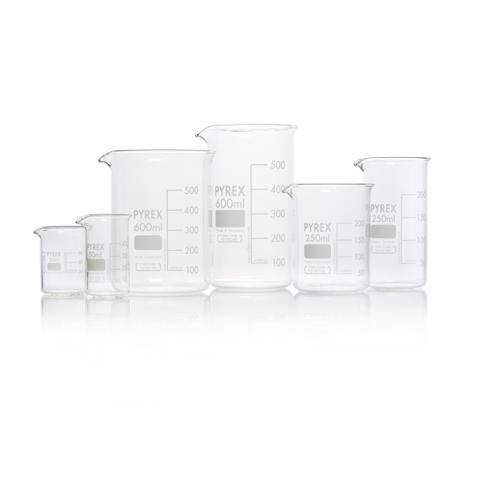 PYREX®烧杯，低形，格里芬，带槽口