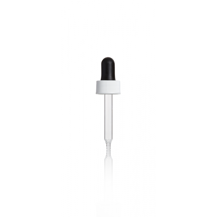 WHEATON® 玻璃滴管组件，白色，瓶盖，黑色橡胶球 10 mL