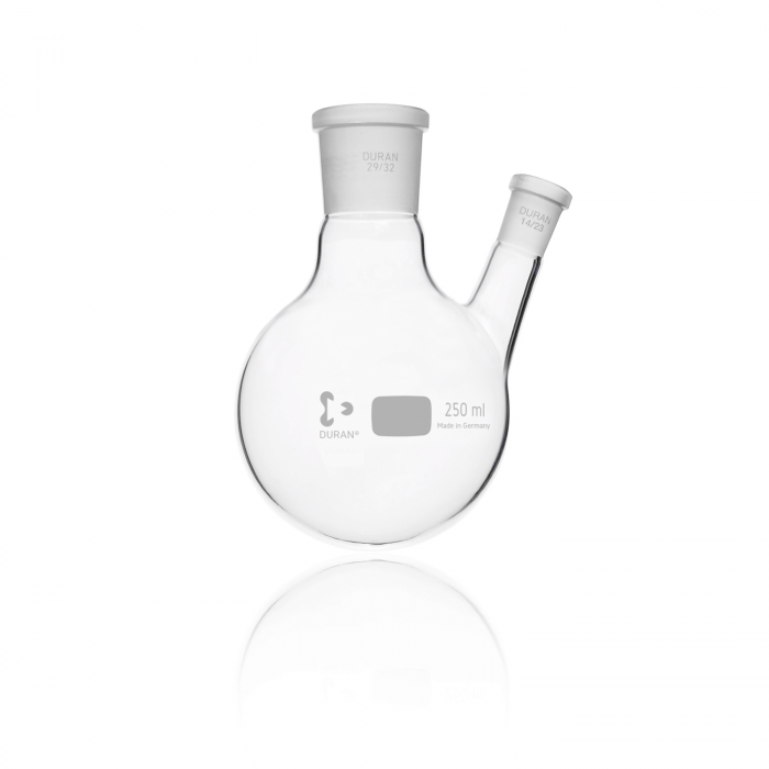 DURAN® 双颈圆底烧瓶，中颈 NS 29/32，斜边颈 NS 14/23，250  mL