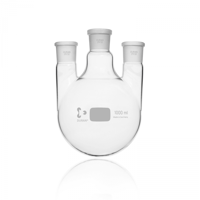 DURAN® 三口圆底烧瓶，中心颈 NS 29/32，平行侧颈 NS 29/32，1000 mL