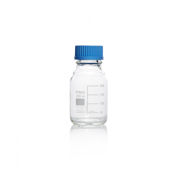 PYREX®瓶，实验室培养基，GL 32，带盖和浇注环，透明 250 mL