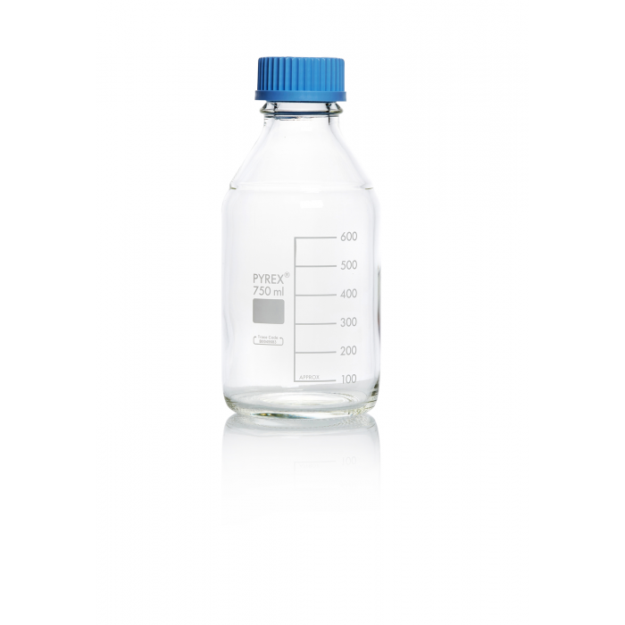 PYREX®瓶，实验室培养基，GL 45，带盖和浇注环，透明 750 mL