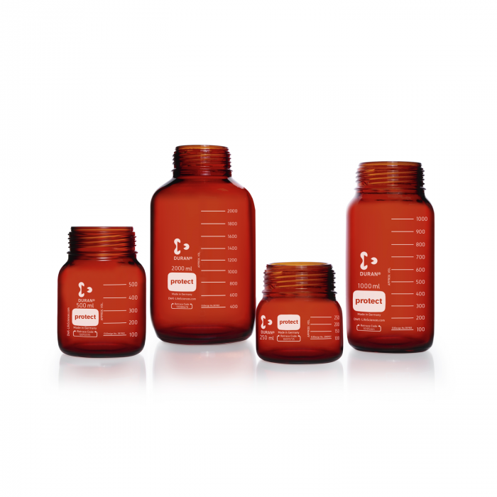 DURAN® protect+ GLS 80® 实验室瓶，宽口，棕色