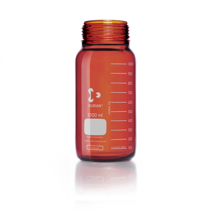 DURAN® GLS 80® 棕色广口实验室瓶，只含瓶子，无盖，1000ml