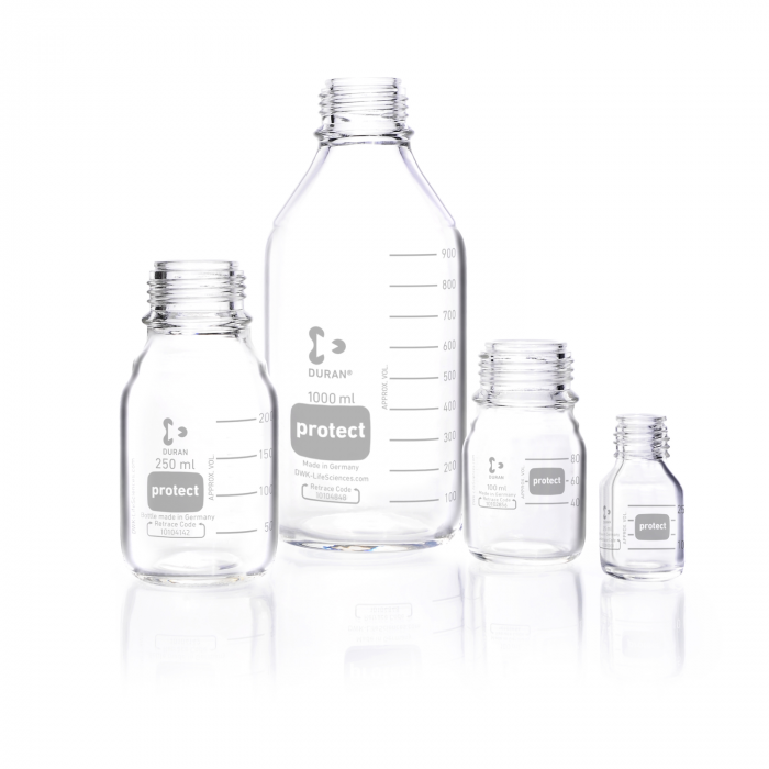 DURAN® protect GL 45 实验室瓶，透明，塑料安全涂层，无螺旋盖和倾倒环，5000 mL