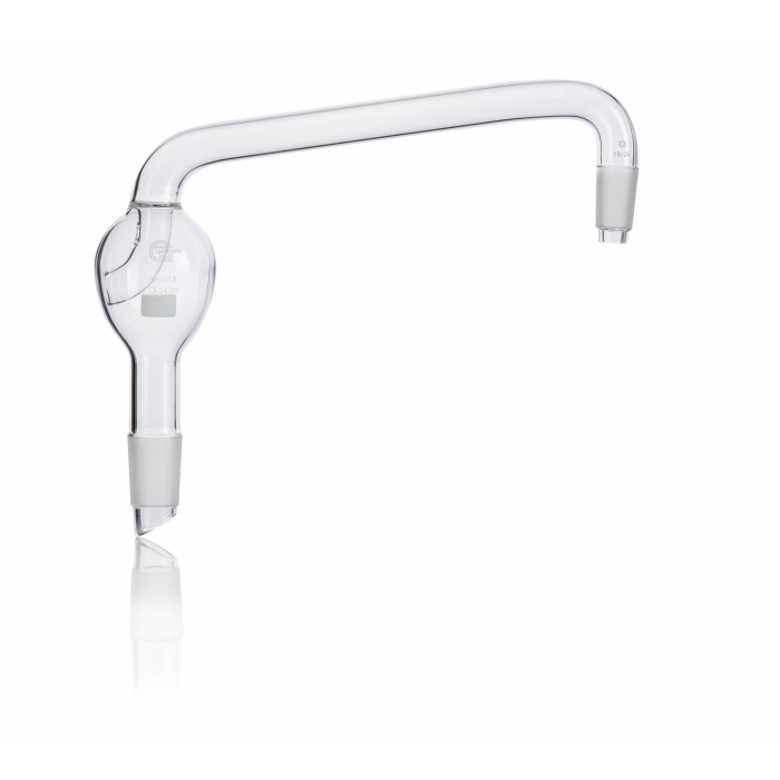 QUICKFIT® 适配器，飞溅头，垂直蒸馏，研磨锥 NS 24/29 与烧瓶相配，锥 NS 19/26 与冷凝器相配