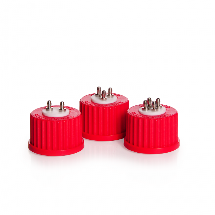 DURAN® GL 32多孔连接器盖，PBT，红色