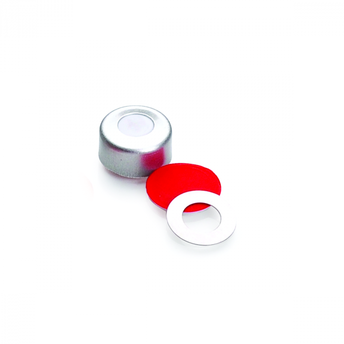 WHEATON® µL MicroLiter® 11 mm 压接密封件（带隔膜），聚四氟乙烯/硅树脂，银色，0.06英寸