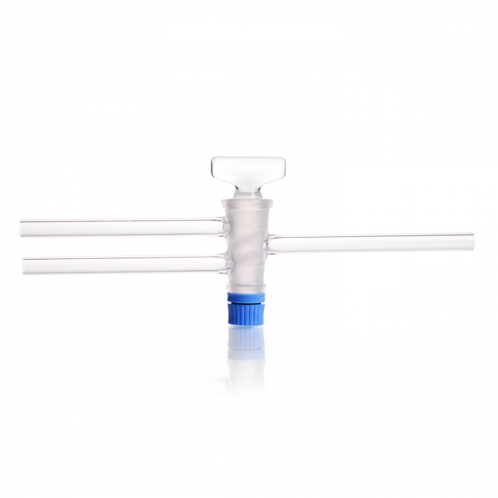 DURAN® 双向旋塞, 双斜孔, 带玻璃钥匙, 孔径 2.5 mm, NS 14.5