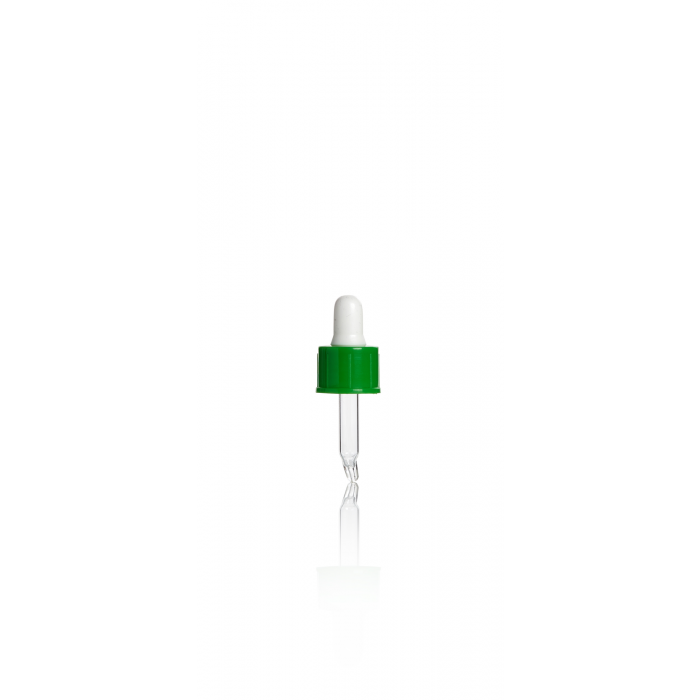 WHEATON® 玻璃滴管组件，绿色盖帽，白色橡胶头，3 mL
